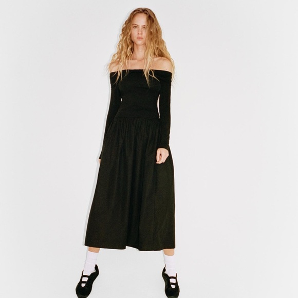 Zara Black off shoulder Dress - Picture 1 of 5